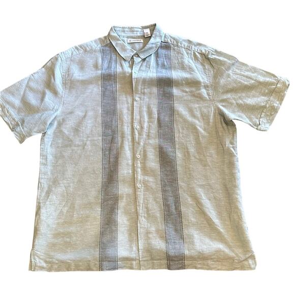 Cubavera Sage Green and Gray Linen Blend Summer Shirt in a  Mens XL - Picture 1 of 6
